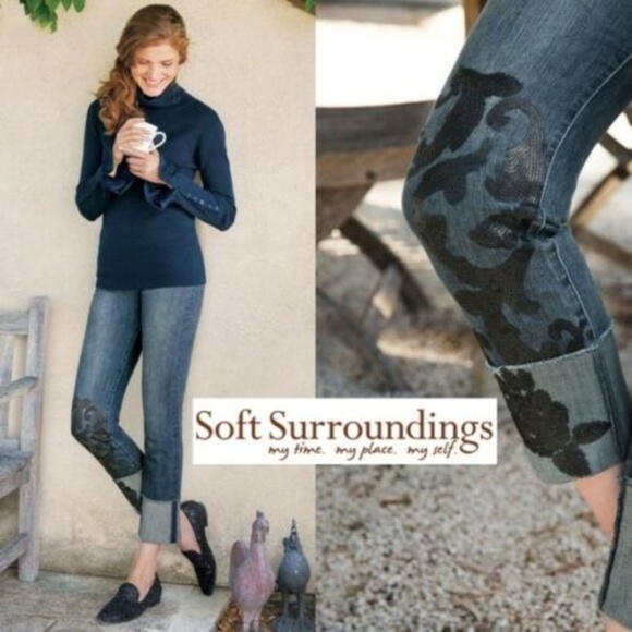 Soft Surrounding Floral Sequin Crop Jeans HW6213 - Picture 1 of 7